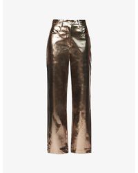Amy Lynn - Lupe Metallic High-rise Straight-leg Faux-leather Trousers - Lyst