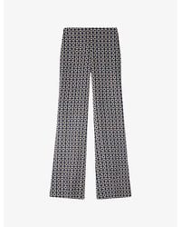 Sandro - Floral-Print Flared Woven Trousers - Lyst