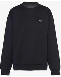 Prada - Brand-plaque Boxy-fit Cotton-jersey Sweatshirt X - Lyst