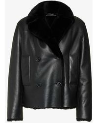 JOSEPH - Calla Notched-lapel Leather And Shearling Coat - Lyst