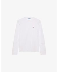 Prada - Triangle-Logo Long-Sleeve Cotton-Jersey T-Shirt - Lyst