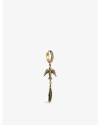 Kismet by Milka - Sparrow Feather 0.02Ct Diamond Drop Huggie - Lyst