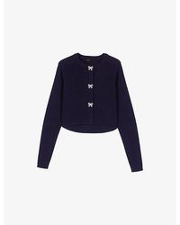 Maje - Bow-Button Round-Neck Wool Cardigan - Lyst