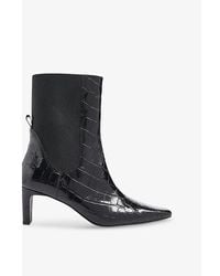 Whistles - Darla Crocodile-Embossed Leather Heeled Ankle Boots - Lyst