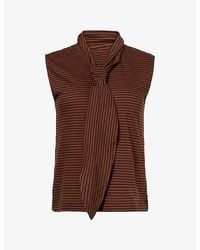 ME+EM - Scarf Neck Striped Cotton Tank Top - Lyst