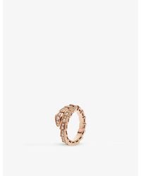 BVLGARI - Serpenti Viper 18Ct Rose- And 0.73Ct Brilliant-Cut Diamond Ring - Lyst