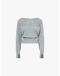 ADANOLA - Long-Sleeve Mesh-Panel Knit Top - Lyst