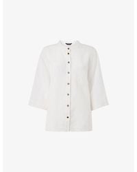 Whistles - Grandad-Collar Linen Shirt - Lyst