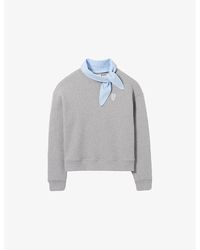 Claudie Pierlot - Scarf-Collar Brand-Embroidered Cotton-Blend Sweatshirt - Lyst