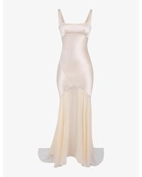 House Of Cb - Vittoria Chiffon-Skirt Satin Maxi Dress - Lyst