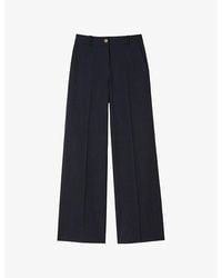 Sandro - Striped Straight-Leg Stretch Wool-Blend Trousers - Lyst