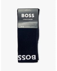BOSS - Branded Pack Of Two Cotton-Blend Socks - Lyst