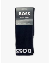 BOSS - Branded Pack Of Two Cotton-Blend Socks - Lyst