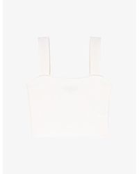 Maje - Square-neck Cropped Knitted Top - Lyst