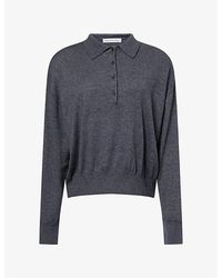 Frankie Shop - Croydon Padded-Shoulder Wool-Blend Polo Top - Lyst