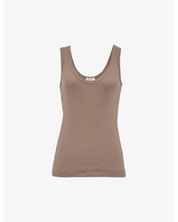 Reiss - Cotton Violet Scoop-neck Ribbed Stretch Vest, Size: - Lyst