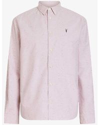 AllSaints - Childers Ramskull-embroidered Regular-fit Stretch-organic Cotton Shirt - Lyst