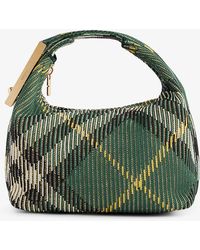 Burberry - Check-pattern Woven Top-handle Bag - Lyst