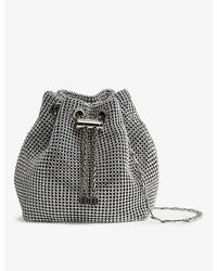 Reiss - Demi Crystal-embellished Woven Mini Bucket Bag - Lyst