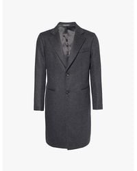 Emporio Armani - Single-Breasted Notch-Lapels Regular-Fit Wool-Blend Coat - Lyst