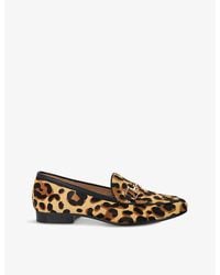 Dune - Glair Leopard-Print Leather Loafers - Lyst