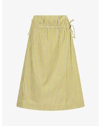 Damson Madder - Caspia Striped Cotton Midi Skirt - Lyst
