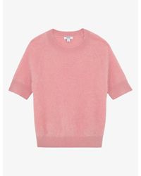 Reiss - Julia Short-Sleeve Brushed-Cashmere T-Shirt - Lyst