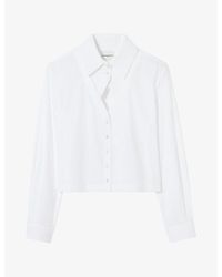 Claudie Pierlot - Long-Sleeved Cut-Out Cotton-Poplin Shirt - Lyst