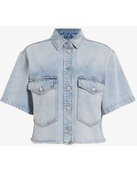 AllSaints - Tove Relaxed-fit Frayed-hem Denim Shirt - Lyst