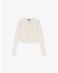 Maje - Bow-Button Round-Neck Wool Cardigan - Lyst