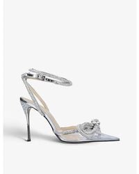 Mach & Mach - Double Bow Crystal-embellished Pvc Heeled Sandals - Lyst