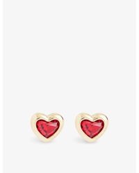 COACH - Signa Heart-shape Brass Stud Earrings - Lyst