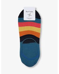 Paul Smith - Stripe Low-rise Stretch-organic-cotton-blend Socks - Lyst