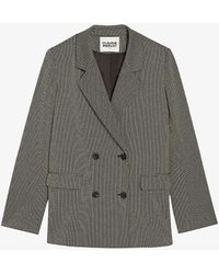 Claudie Pierlot - Houndtooth-print Double-breasted Oversized-fit Stretch-woven Blazer - Lyst