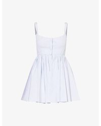 Alaïa - Stripe-pattern Sleeveless Cotton Mini Dress - Lyst