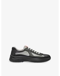 Prada - America's Cup Original Leather And Mesh Trainers - Lyst