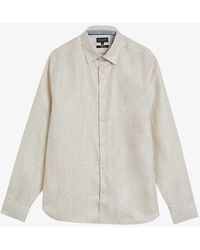 Ted Baker - Romeos Long-sleeve Regular-fit Linen-blend Shirt - Lyst