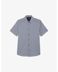 Ted Baker - Lacesho Geometric-printed Stretch-cotton Shirt - Lyst