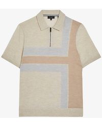 Ted Baker - Ambler Colour-block Wool Polo Shirt - Lyst