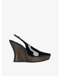 Alaïa - Clog 120 Wedge Patent-Leather Slingback Pumps - Lyst