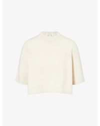 Alaïa - Cropped High-Neck Cashmere Jumper - Lyst