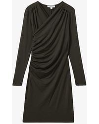 Reiss - Lisa Ruched Long-sleeved Jersey Mini Dress - Lyst