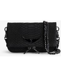 Zadig & Voltaire - Rock Nano Wing-embellished Snakeskin-embossed Leather Clutch Bag - Lyst
