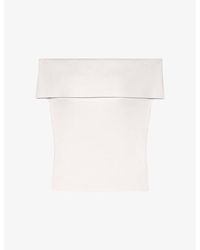 Maje - Bardot-Neck Slim-Fit Stretch-Woven Top - Lyst