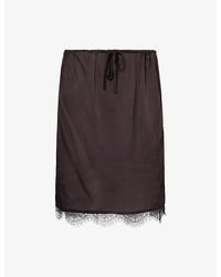 St. Agni - Lace-Hem Drawstring-Waist Silk Mini Skirt - Lyst