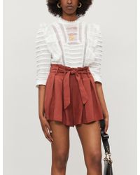 Sandro Paper Bag-waist Pleated Twill Shorts - Multicolour