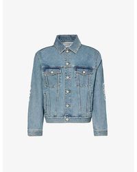 Loewe - Anagram-embellished Collared Denim Jacket - Lyst