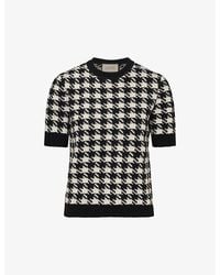 Gucci - Houndstooth Short-sleeved Wool-knit Jumper - Lyst