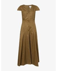 ME+EM - V-Neck Fit-And-Flare Cotton-Blend Maxi Dress - Lyst