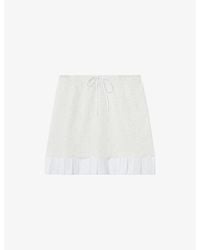 Claudie Pierlot - Elasticated-Waist Lace Mini Skirt - Lyst